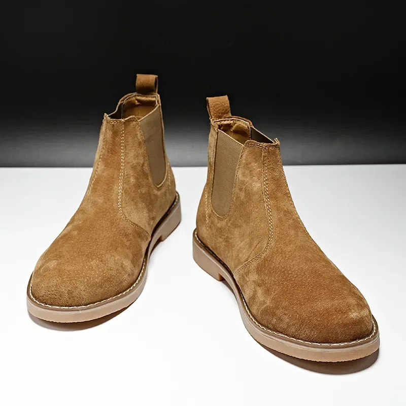 Основни обувки Мъжки обувки Модната марка Chelsea Boot Зимни Велур и кожени Реколта ботильоны На топло меху Класически Ежедневни Офис ръчно изработени