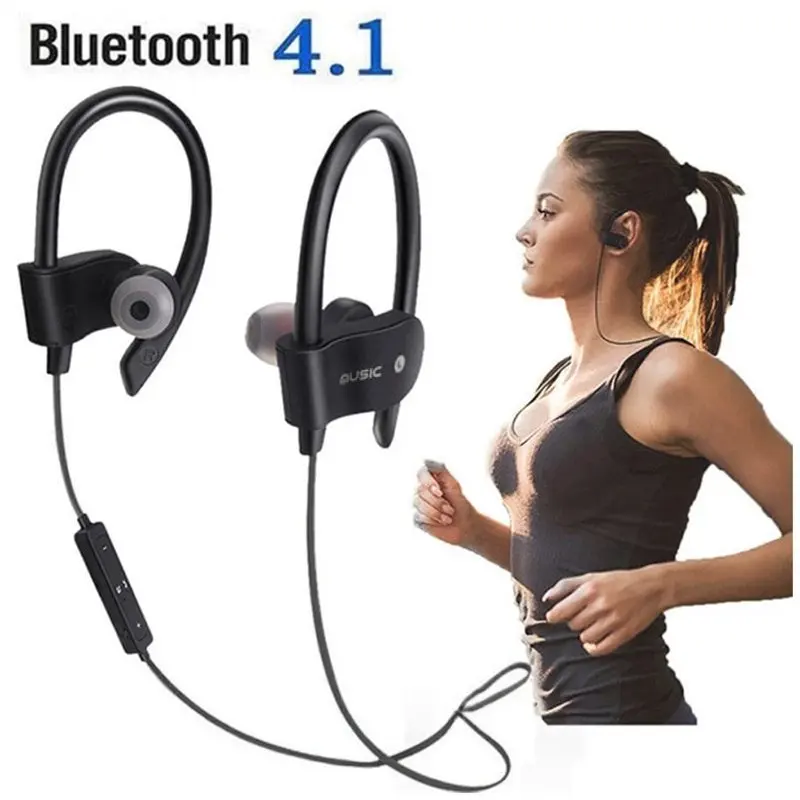 Спортна безжична Bluetooth слушалка 4.1 с включени стереомузыкой, универсален мини-тапи за уши Dualin, universal слушалки с заушниками
