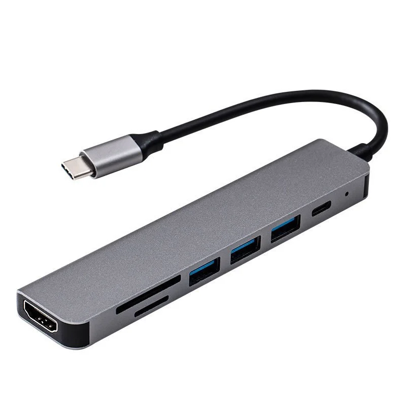 USB C Хъб 7 в 1 Type C 3.0 Адаптер до 4K, HDMI-съвместими SD TF Карта PD за Бързо Зареждане SplitterHub за Телефон, Компютър MacBook
