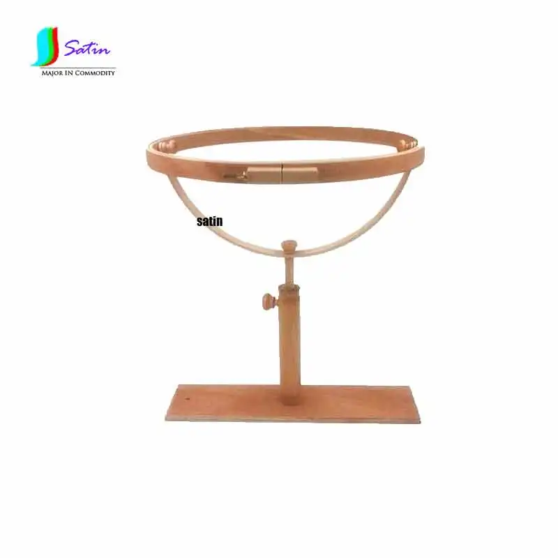 регулируема правоъгълен Притежателя на 360 градуса нагоре и надолу 37 см / 41 см Диаметър на кръстат бод дървена поставка за рамка за бродиране S0086