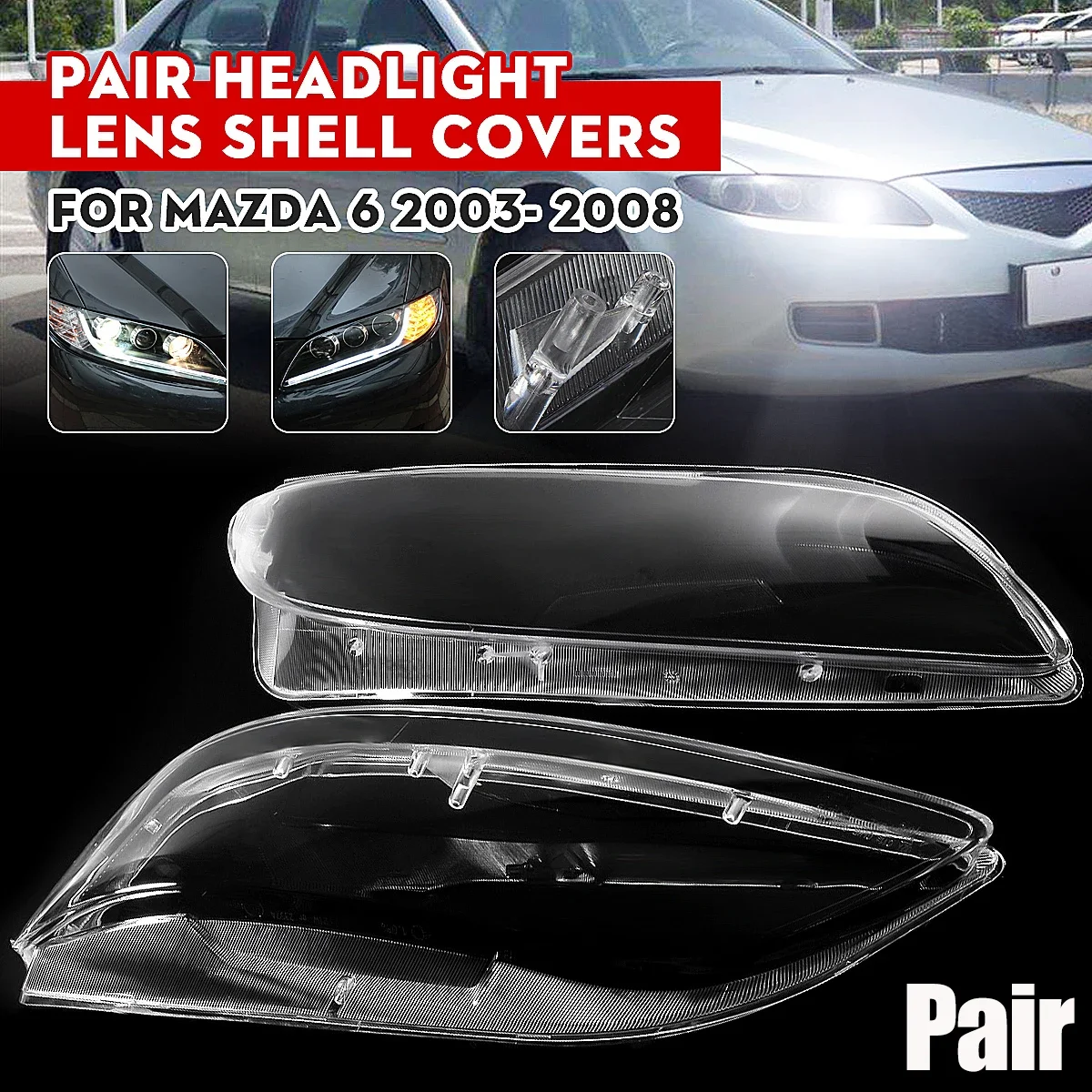 Капак на обектива на един фенер за Mazda 6 2003-2008, автомобили светлината на прожекторите, прозрачна обвивка, лампа за смяна на лещи на фаровете Auto Shell