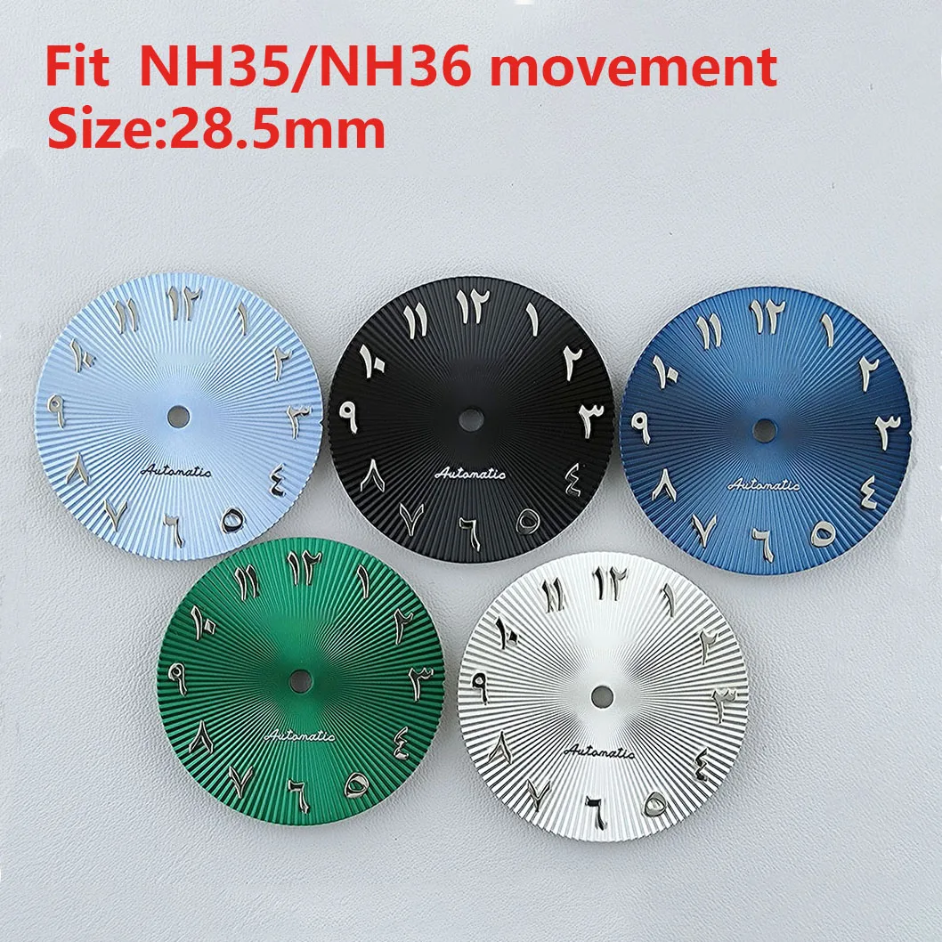28,5 мм Циферблат NH35 S-Образни Циферблат С Изпъкнали Арабски Букви Циферблат за Часа МОД резервни Части за часовници Seiko NH36 механизъм за Смяна на Часа Аксесоари