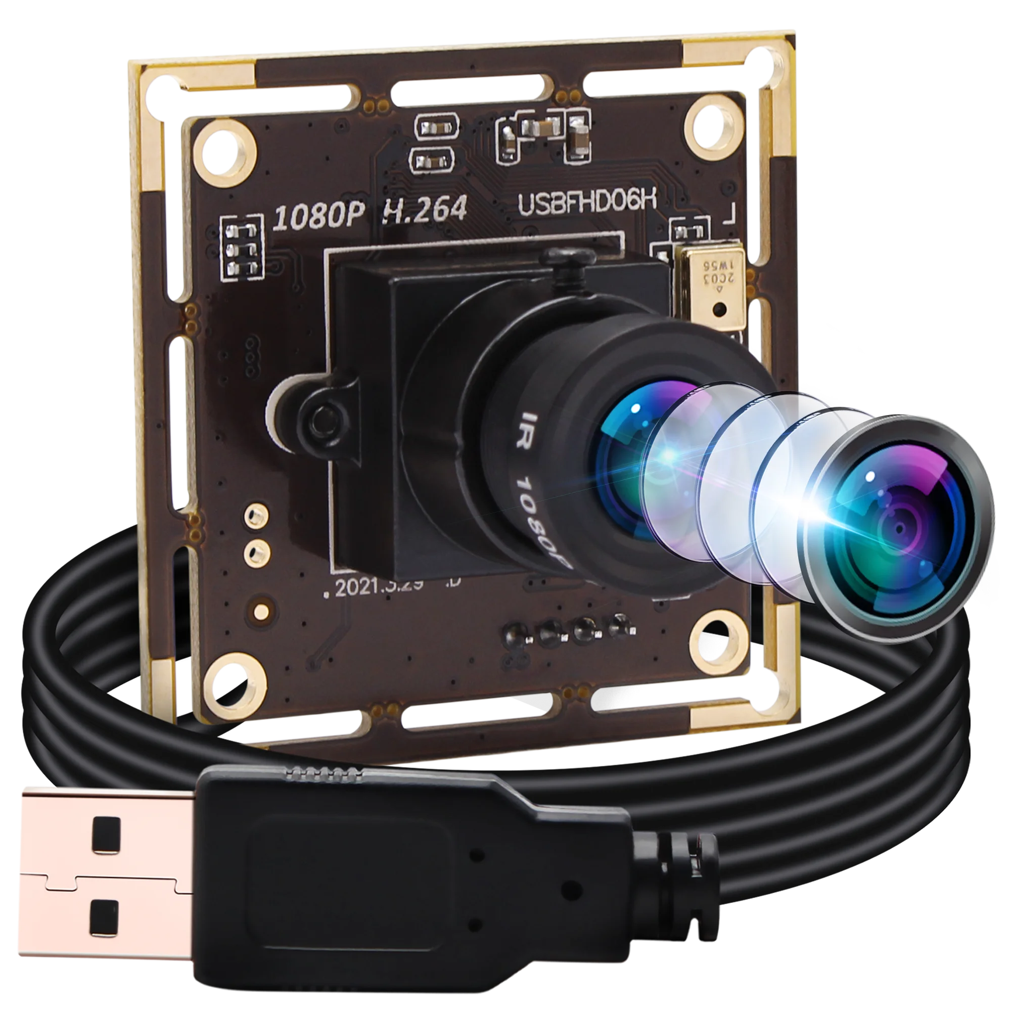 ELP 2-мегапикселов модул USB-камера с ниска осветление IMX323 Plug & Play за уеб-камери за Windows/Linux/Raspberry Pi