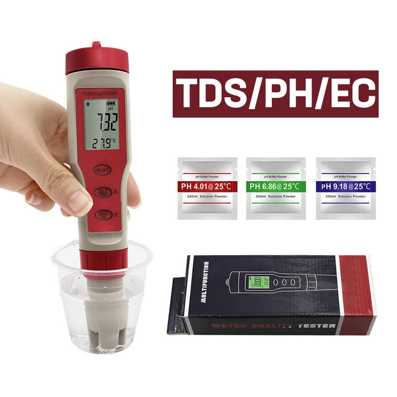 Професионален цифров тестер вода 3 в 1 TDS/PH/ЕО, комплект за тестване на качеството на водата в басейни, тест на питейна вода