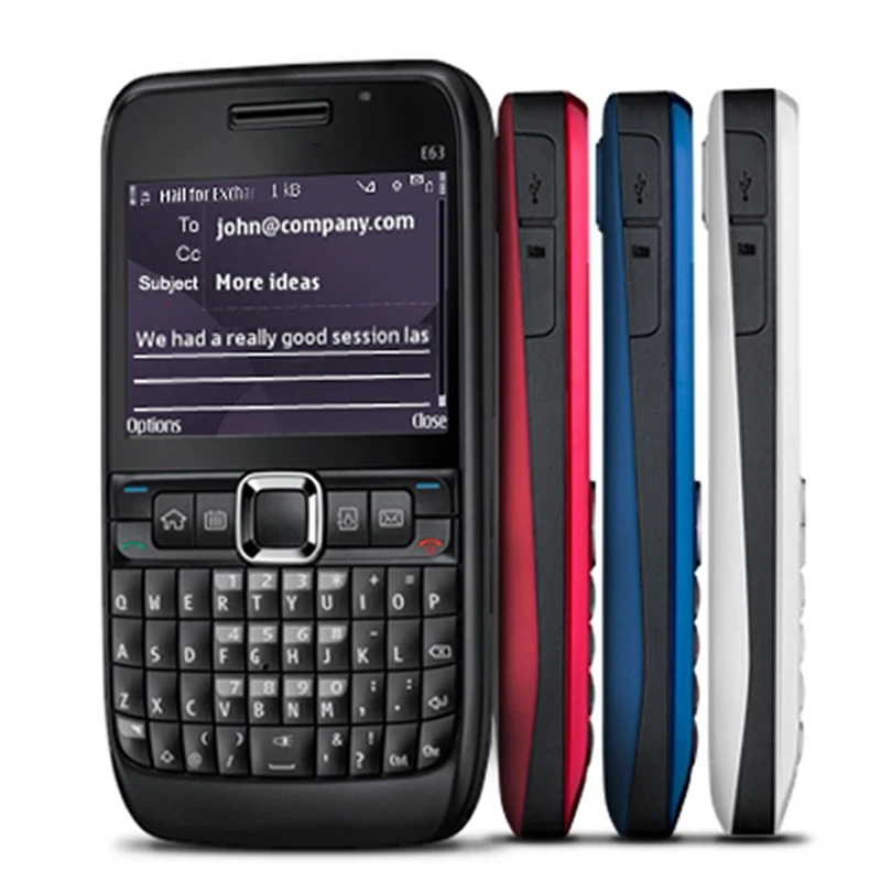 Оригинален мобилен телефон E63 GSM 3G Wifi 2MP Отключени мобилен телефон с QWERTY руско-арабски клавиатура. Произведено във Финландия 15 години